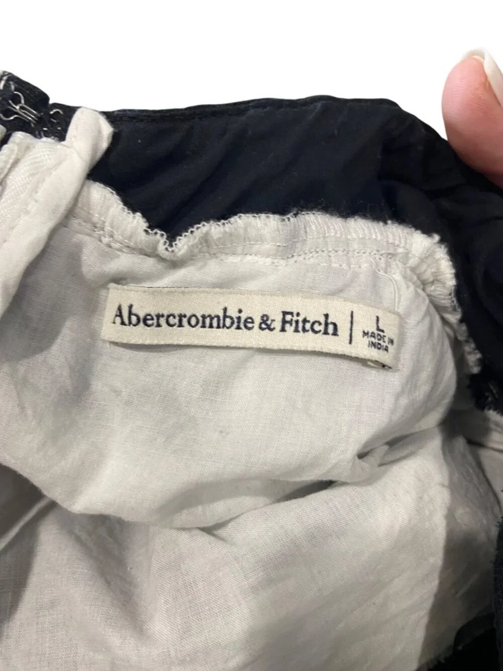 Abercrombie & Fitch Tie Back Babydoll Maxi Dress Black/White Size L Coastal Boho